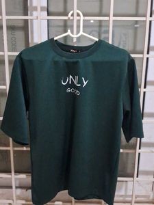 Dark Green Graphic Oversized Tee - Only Good
