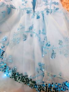Blue Sequin Flower Girl Dress