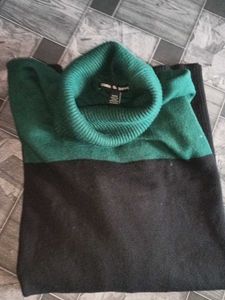 Two-Tone Turtleneck Sweater