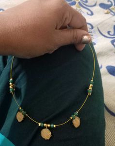 Green &amp; Gold Tone Necklace and Earrings