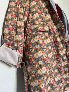 Floral Print Open Front Coat