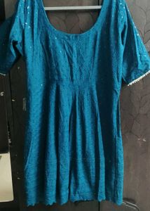 TealBlue Embroidered Kurta by aacho