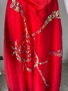 Red V waistline gown