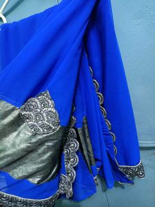 Elegant Blue &amp; Silver Saree