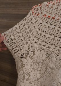 Semi Sheer White Crocheted Top