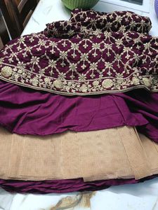 Elegant Vine Colour And Gold Embroidered Dress