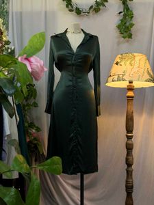 Zara Green Satin Shirt Dress