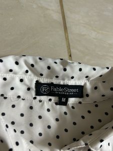 White Polka Dotted Button Down Top