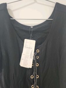 Sale Korean Black Lace-Up Tank Top
