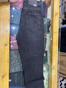 Zara Black Ripped Straight Cut Denim
