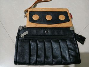 Pair Of Two Wallets Black And Something Yellowish