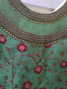Embroidered Mint Green Indian Top