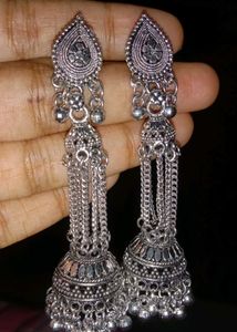Silver Jhumka Earrings