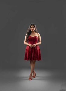 Red party wear dress
