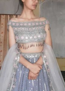 Off Shoulder Back Less Lehenga