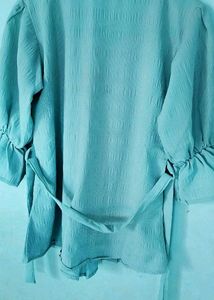 Vintage Blue Pleated Blouse