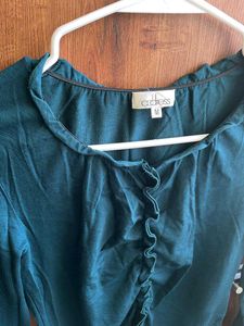 Teal Ruffled Long Sleeve Top