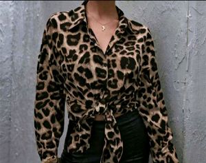 Leopard Print Knotted Shirt