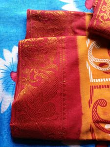Orange Cotton Gadoyal Saree