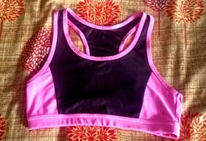 Pink & Black Sports Bra