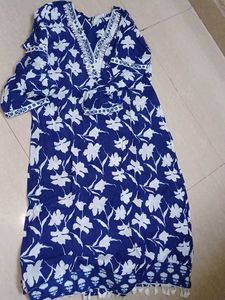 Blue Cotton Kurti Pyjami