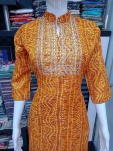 Yellow Bandhani Kurti