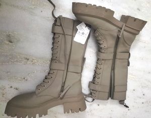 Zara combat lace up knee High Boots