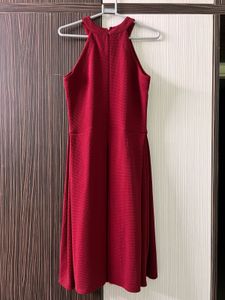 Maroon Fit And Flare Dress