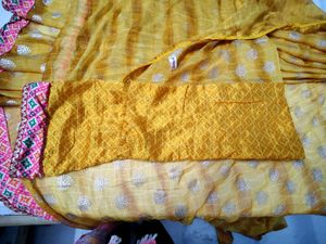 Yellow Polka Dot Saree