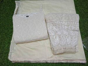 Cotton Blend Kurta Dupatta Set With Pants