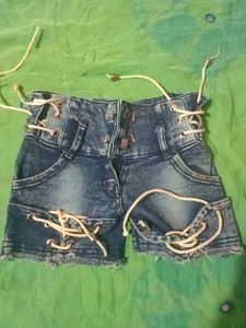 Denim Lace-Up Shorts