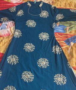 Elegant Teal Embroidered Anarkali Kurta