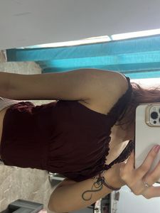 Burgundy Ruched Crop Top