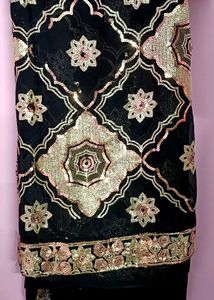 Sequin saree  Black & Gold