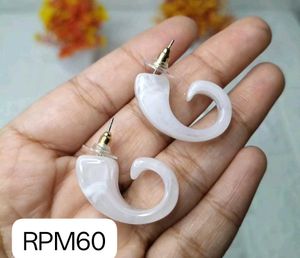 Stylish White Spiral Earrings