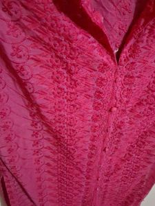 Red Embroidered Kurta
