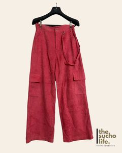 Pink Corduroy Wide Leg Pants | Free Delivery