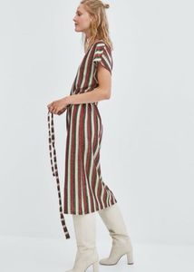 Zara  Striped Black Gold Metallic Midi Dress