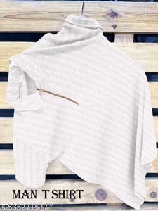 White Ribbed Mock Neck Tee