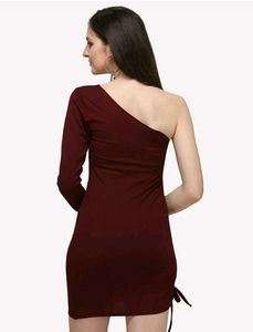 Burgundy One-Shoulder Mini Dress