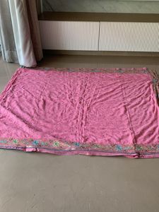 Lovely Peach sari with overall thread work