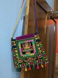 Embroidered Mirror Work Shoulder Bag