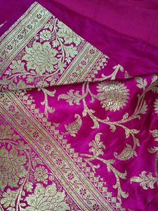 Pure Banarasi Silk Zari Work Heavy Pink Saree