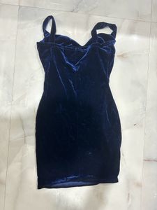 Urbanic Blue Velvet Bodycon Dress