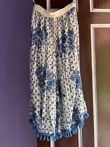 Floral Print Tassel Hem Pants