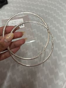 Silver Rhinestone Hoop Earrings (newme asia)
