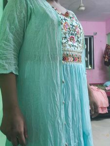 Elegant Embroidered Maxi Dress With Shrug