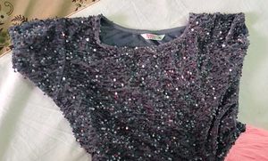 Sequin Grey And pink Top