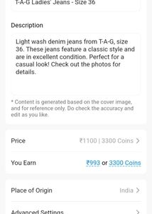 T-A-G Ladies&#39; Jeans - Size 36