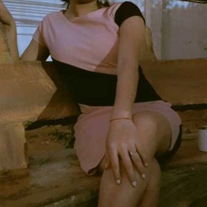 Pink And Black One Piece Dress